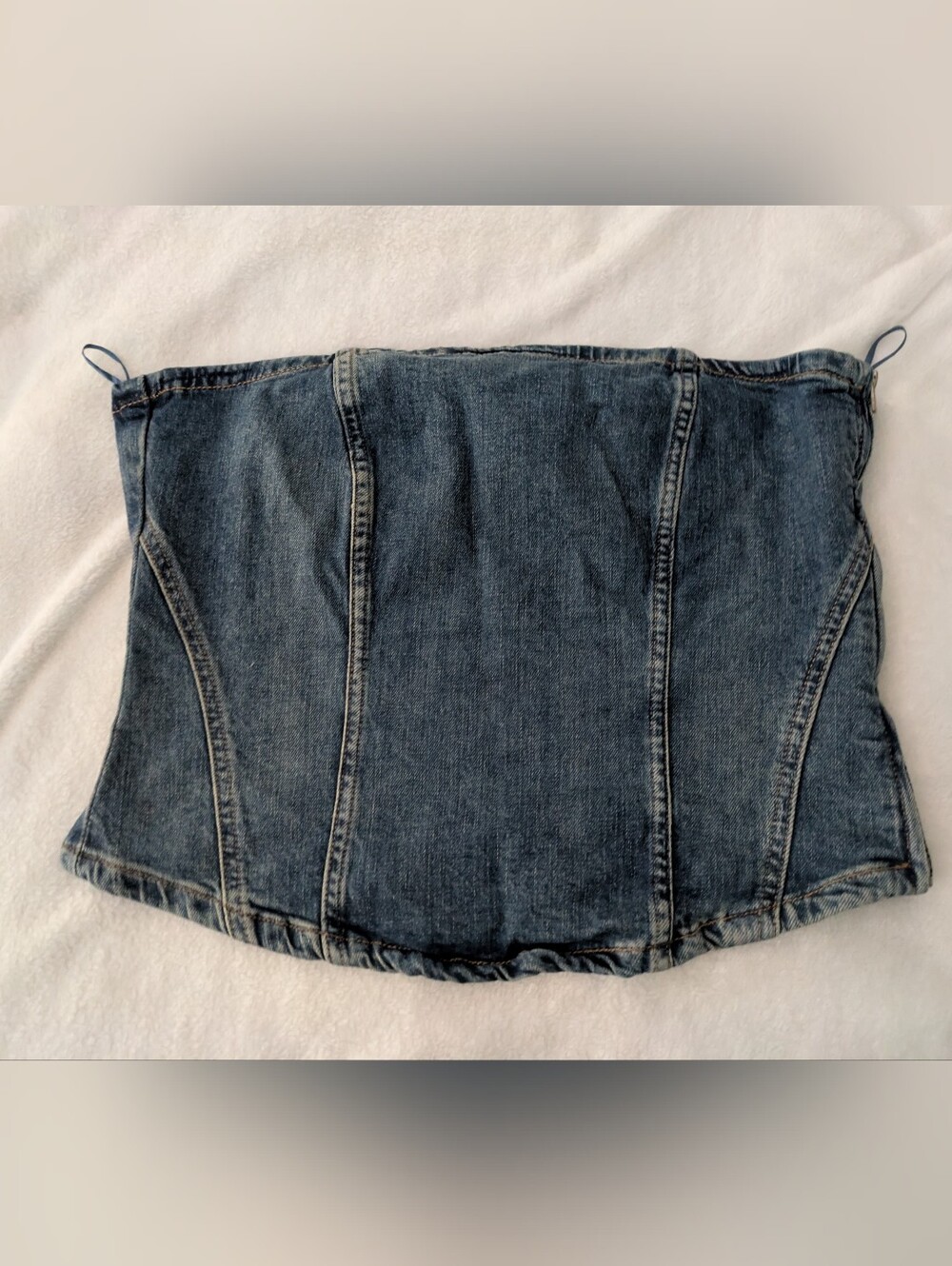 EUC Zara denim strapless corset tube top